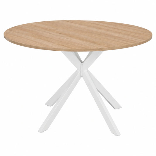 Tavolo rotondo allungabile ALIX in legno e bianco per 4-8 persone, 110-150 cm
