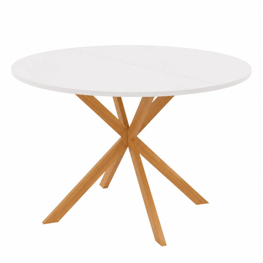 Tavolo rotondo 6 posti GISELE con gambe a ragno e piano bianco 110 cm