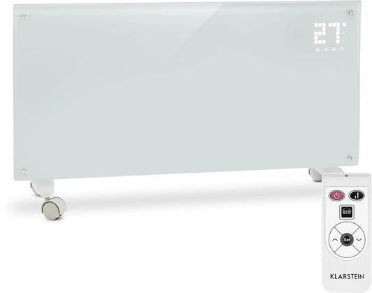 Calefactor Klarstein Radiadores Bajo Consumo Electricos para Casa, Estufa Electrica de 2000W con Ruedas, Radiador eléctrico Silencioso, blanco
