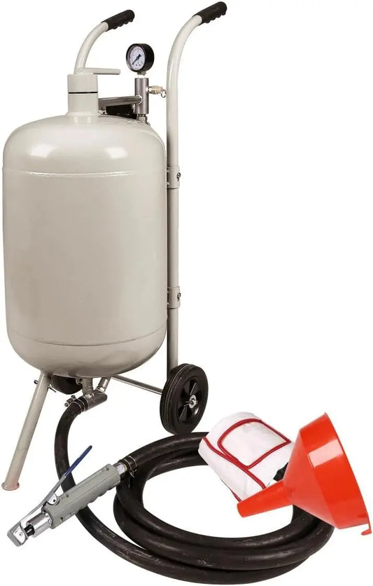 BPAC Maquina Chorro de Arena 75L - Kit de Chorro de Arena Portátil - Chorreadora de Arena Profesional y Neumática para Limpiar o Decapar, gris
