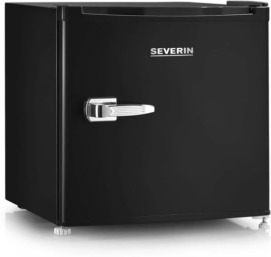 Frigorífico Severin Mini frigorífico y congelador retro, nevera pequeña o mini congelador con regulación flexible de la temperatura, negro