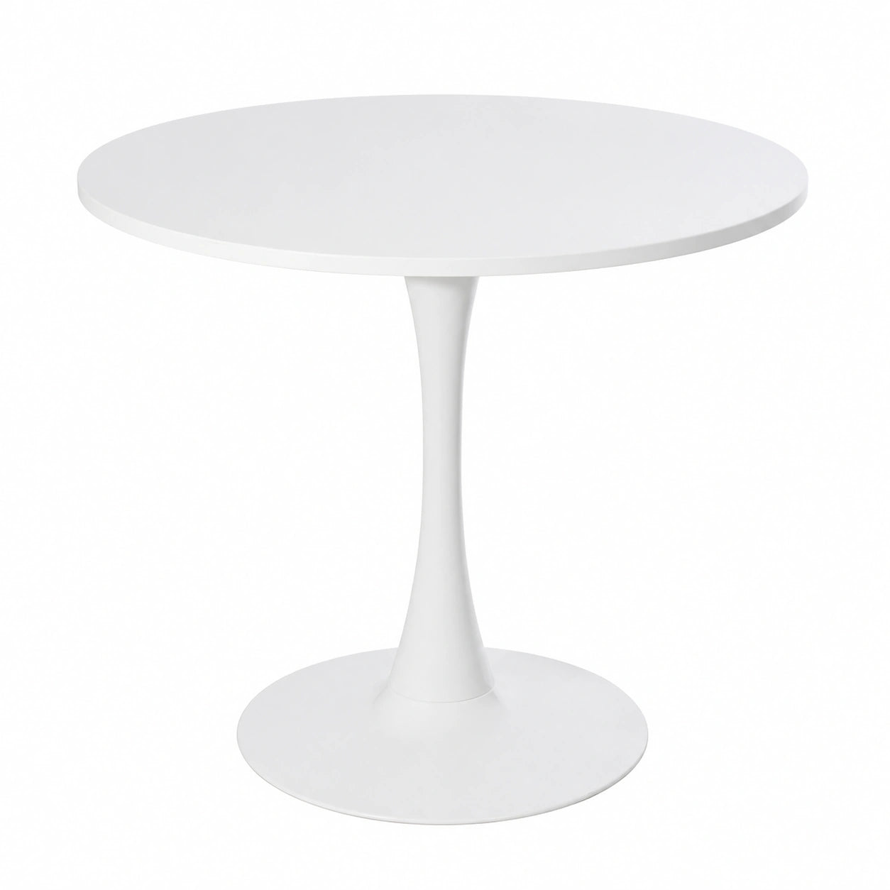 Tavolo Rotondo Scandinavo per Cucina, 2-4 Persone, Struttura in Metallo, Bianco, 80x80x73cm
