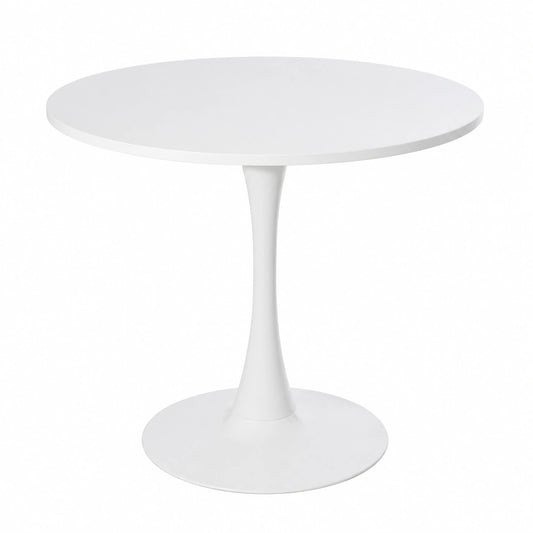 Tavolo Rotondo Scandinavo per Cucina, 2-4 Persone, Struttura in Metallo, Bianco, 80x80x73cm