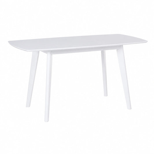 Tavolo da Pranzo Retraibile Bianco con Struttura in Legno 120-160 x 80 cm