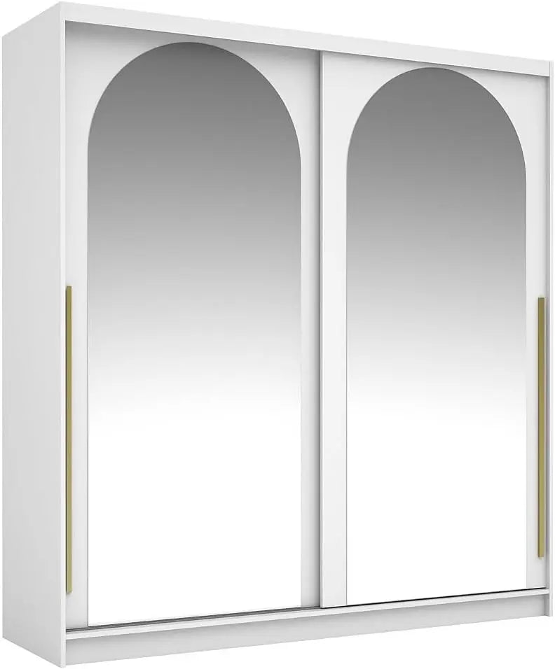 Armario Vente-unique con 2 puertas correderas - con espejos - L200 cm - Color: blanco - ALVARENO