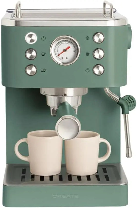 Cafetera CREATE / THERA CLASSIC COLD BREW/Cafetera express verde sage/Función café frío, depósito 1,5L, brazo vaporizador, doble salida, verde