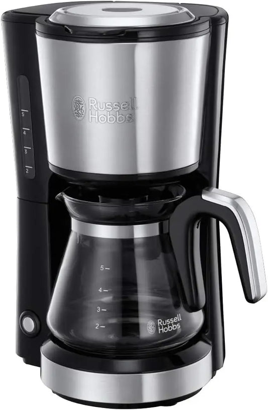 Cafetera Russell Hobbs de Goteo Compact Home - Diseño Compacto, 5 Tazas, Capacidad 740 ml, Soporte de Filtro Extraíble, Interruptor Luminoso