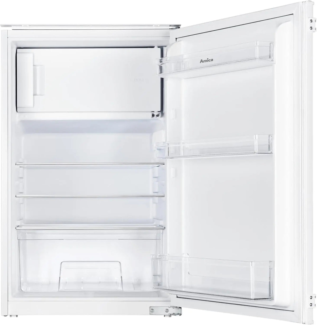 Frigorífico Amica Nevera con congelador para nicho de 88 cm, tecnología de puerta de arrastre, control electrónico, inversor de compresor, blanco
