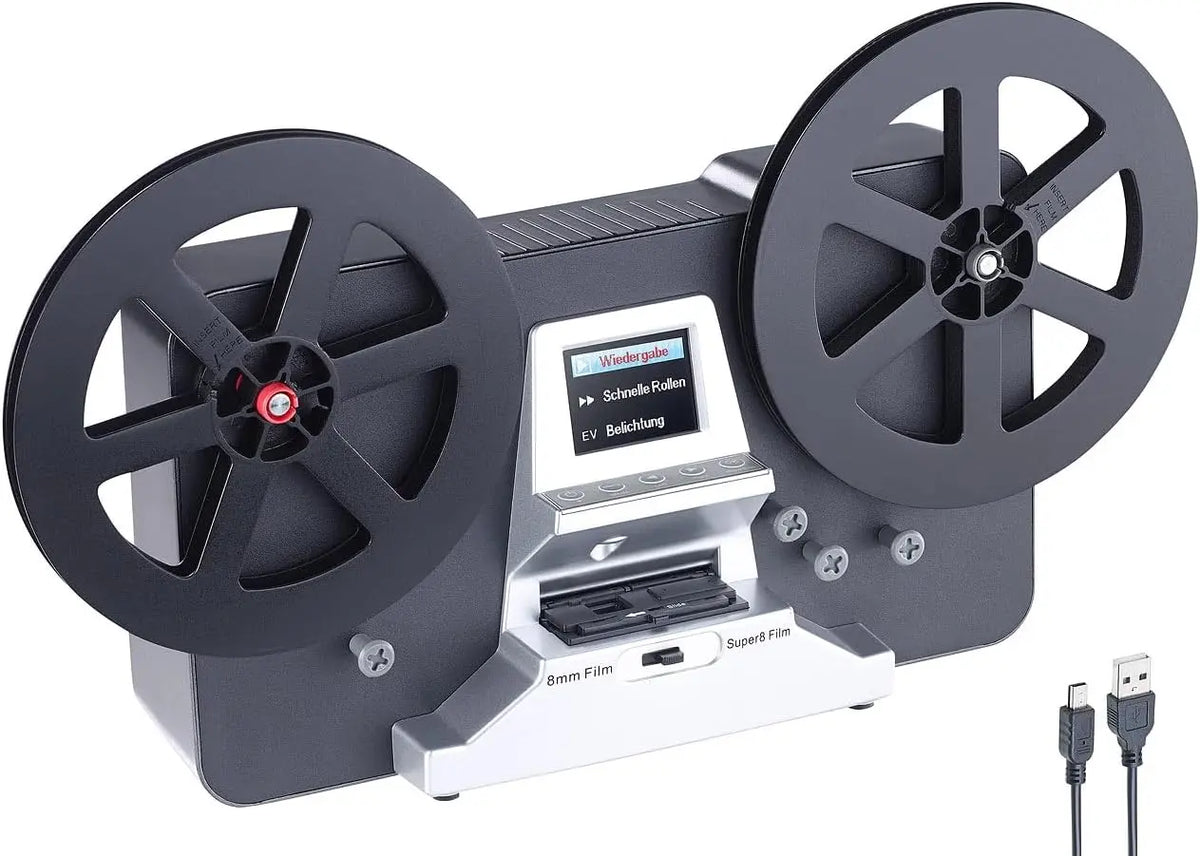 Somikon Escáner HD-XL de películas Super 8 y 8 mm con Pantalla LCD, digitalizador a MP4, hasta bobinas de 7 Pulgadas, gris