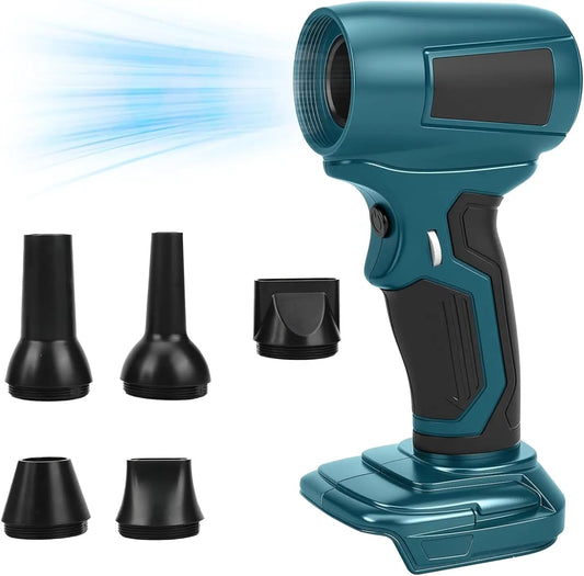 Soplador Ayolofei compatible con baterías Makita de 18 V, mini soplador de hojas con 5 boquillas, velocidad de aire de 30 m/s, azul