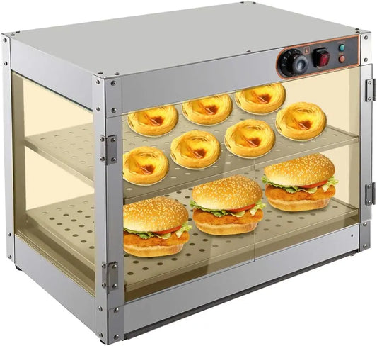 Vitrina WEIGR Catering, para mostrador caliente con iluminación, 800 W, 30-85 °C, ajuste termostático, para cantinas, panaderías, cafeterías