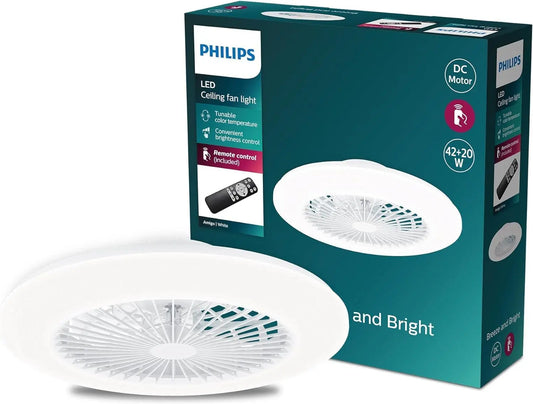 Ventilador de techo Philips Amigo Ventilador de Techo LED 42W+20W 49cm 4400lm + Mando, Blanco