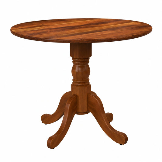 Tavolo Rotondo in Legno Massello Vintage, Salvaspazio, per Cucina e Soggiorno