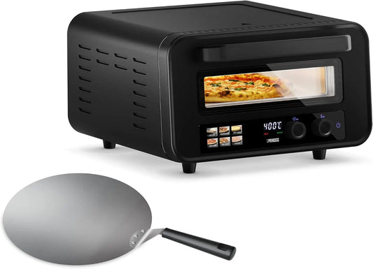 Horno Princess para Pizza Pro Max, 15L, 400°C, 2100W, Control Digital, Piedra y Pala Incluidas, Calor Superior e Inferior, Temporizador, negro