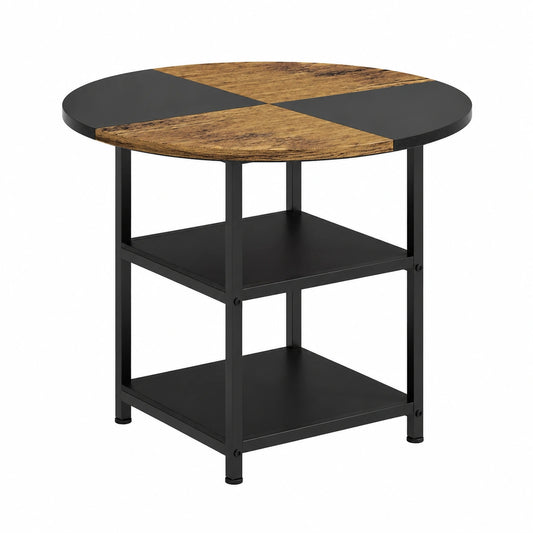 Tavolo Industriale HOMCOM per 4-6 Persone, Multifunzionale in Acciaio e MDF, 100x76 cm, Nero e Marrone