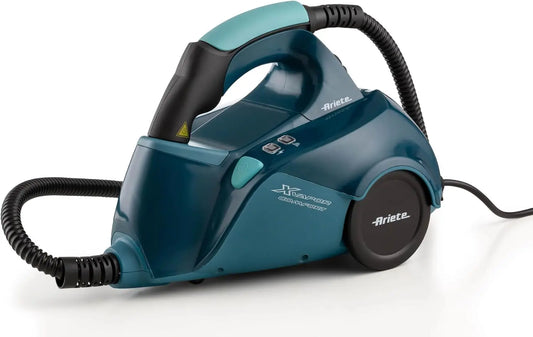 Limpiador a vapor Ariete 4145 XVapor Comfort, mata el 99,9% de gérmenes y bacterias, juego de accesorios, vapor continuo 1500 W, 5 bar, azul