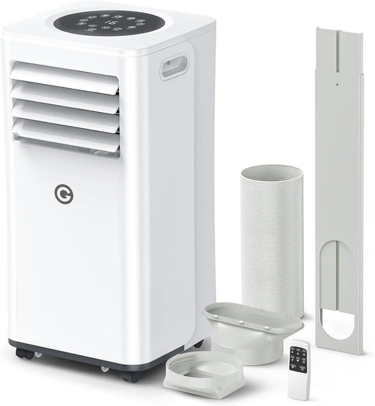 Aire acondicionado KGOGO 9000 BTU Aire Acondicionado Portátil, 4 en 1: Refrigeración, Ventilador, Deshumidificador y Modo Sueño, Silencioso, gris