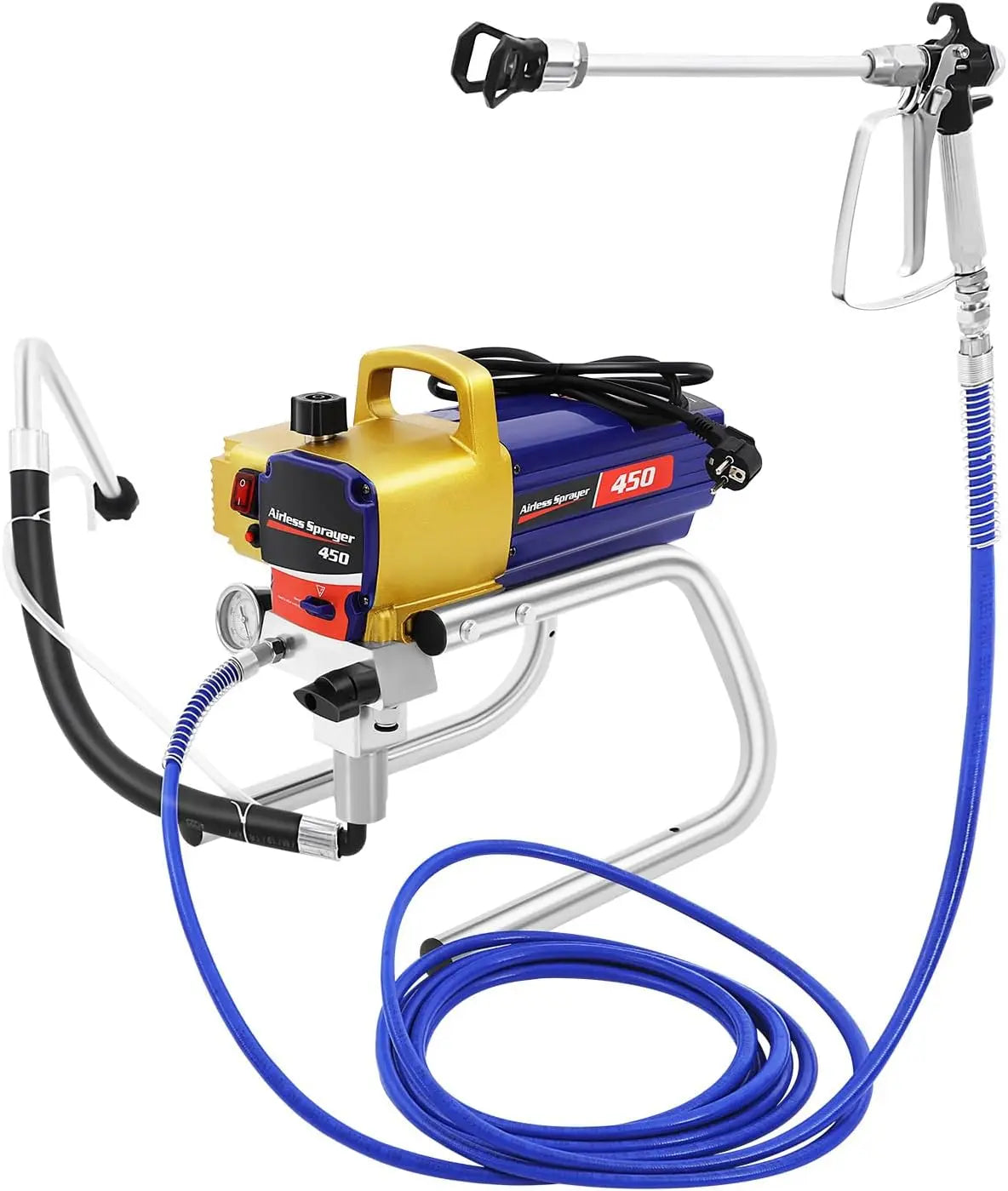 Pulverizador RibasuBB Pintura sin aire 1800W, 3300 PSI, 2,2 L/min, Manguera 8 m, azul