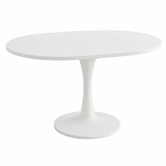 Tavolo rotondo allungabile bianco per sala da pranzo, 100-140 cm, 2-6 persone