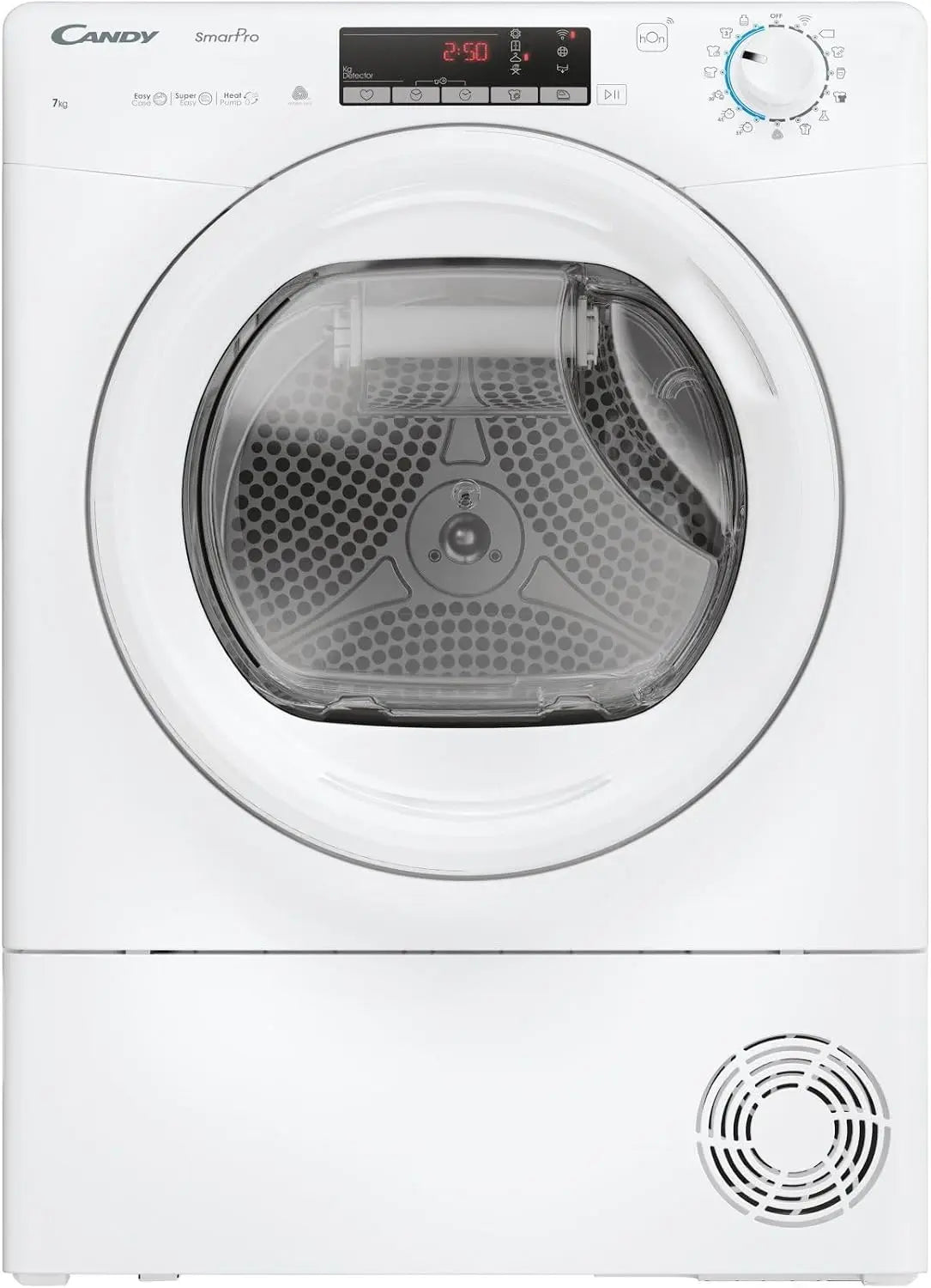 Secadora Candy Woolmark CRO4 H7A2TE-S, Slim de 7 kg con bomba de calor Wi-Fi HON Clase E, 48 cm, blanco