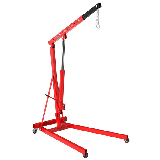 WilTec Grúa de Taller hasta 500kg con Brazo Elevador 830-1280 mm para Taller, Garaje, Motor, etc, rojo