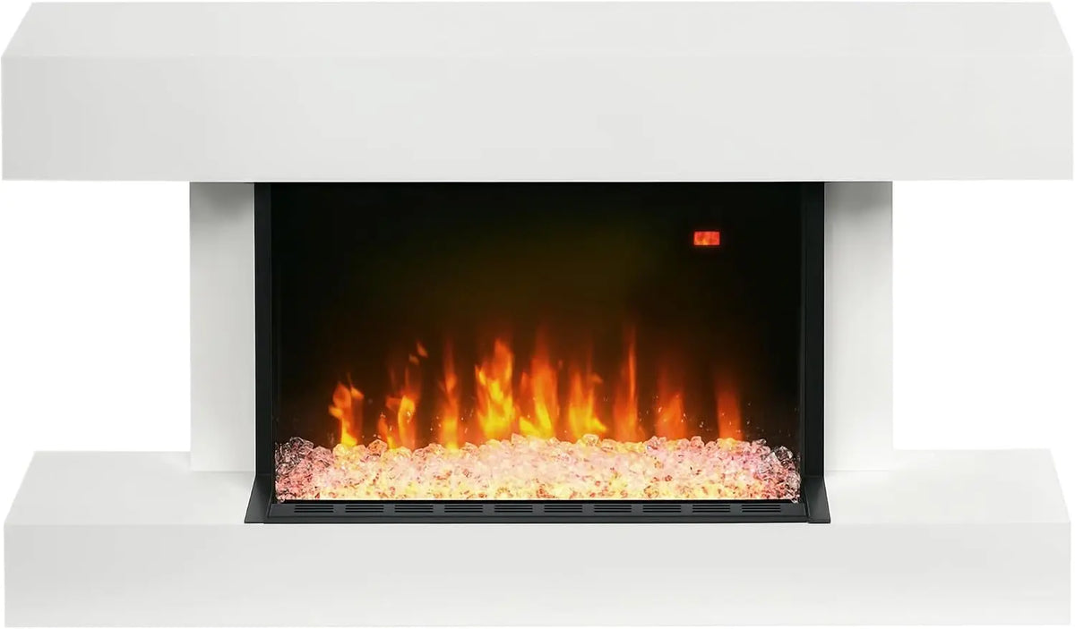 Chimenea eléctrica HOMCOM 1000W/2000W de Pared o Pie 98x27x54,5 cm Blanco