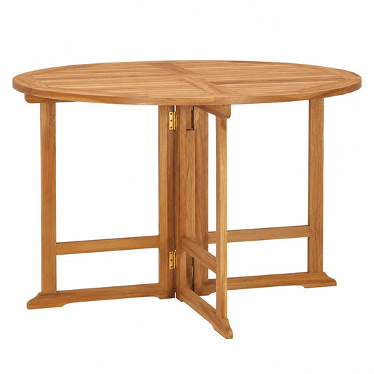 Tavolo Rotondo da Giardino in Teak Pieghevole Ø110x75 cm