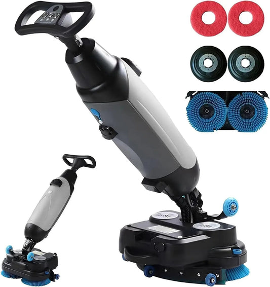 Generic Fregadora y pulidora de suelos comercial, trapeador eléctrico inalámbrico de 17 pulgadas, máquina para limpieza de hormigón, negro