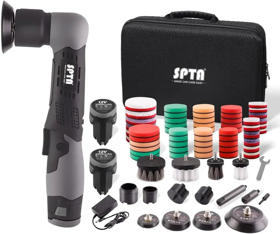Pulidora para coche SPTA Mini Pulidora Coche, SPTA 12V Máquina de Pulido Inalámbrica para Coche para pulido de Detalles de Coche, negro