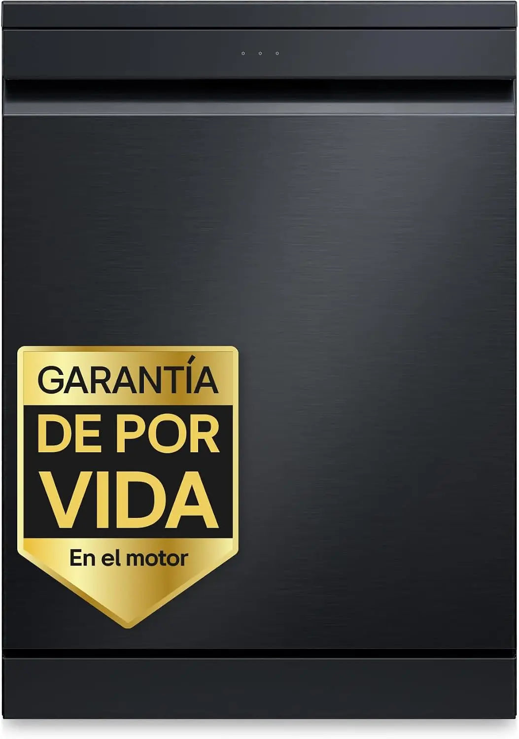 Lavavajillas LG DF375HMS, QuadWash Steam, Sistema EasyRack, Bandeja para Cubiertos, Wi-Fi ThinQ, TrueSteam, Apertura Automática, 14L, negro/gris