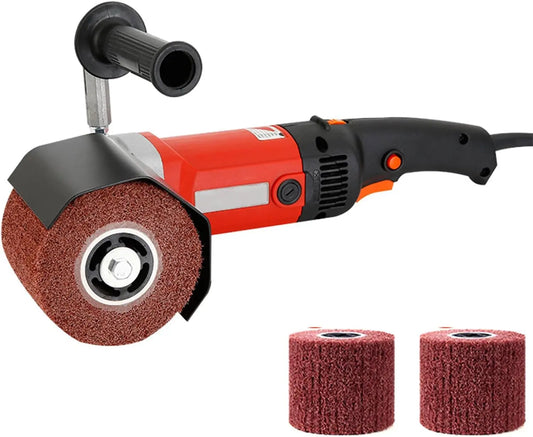 Lijadora THYXGS De Tambor Eléctrica, Lijadora De Tubos, Pulidora De Bruñido, 6 Velocidades Ajustables con Rueda De Trefilado De Malla 80 De 2, rojo