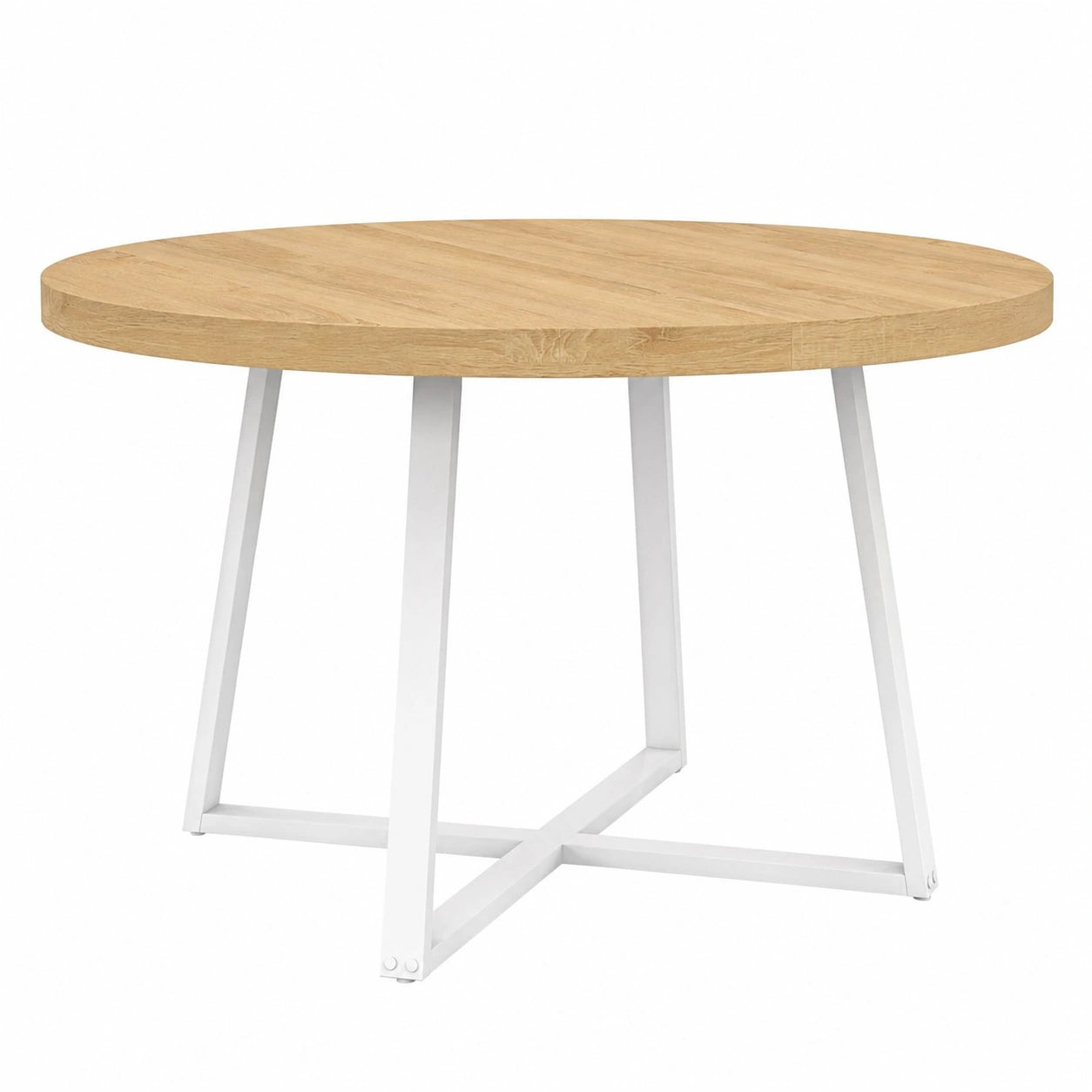 Tavolo rotondo da pranzo SELMA per 4-6 persone in legno e bianco 110 cm