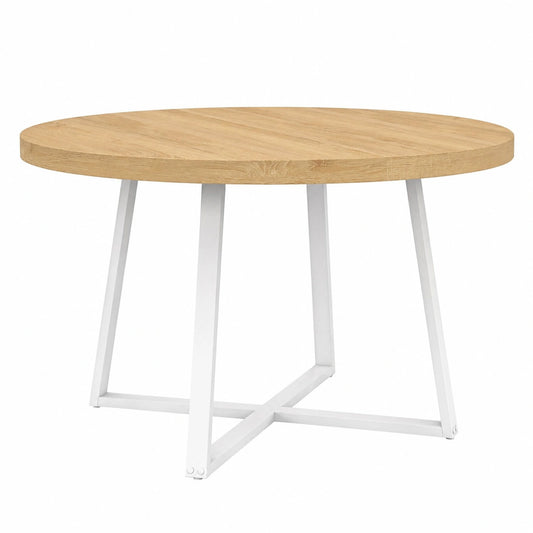 Tavolo rotondo da pranzo SELMA per 4-6 persone in legno e bianco 110 cm