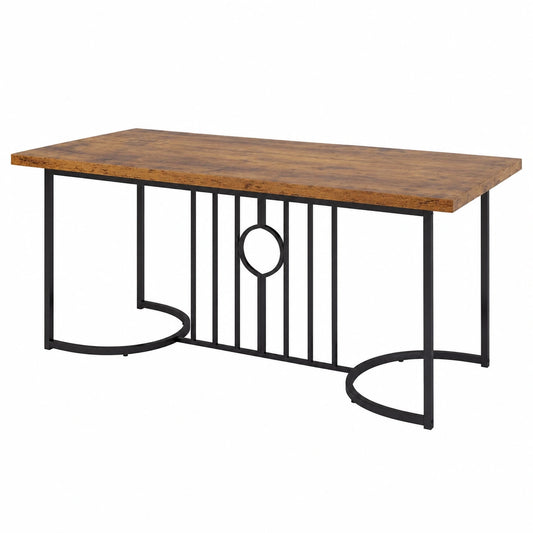 Tavolo Pranzo Moderno in Legno e Metallo per 6-8 Persone, 180x79x75 cm, Capacità 135kg