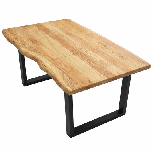 Tavolo da Pranzo Industriale in Legno Massello di Acacia 180x90cm