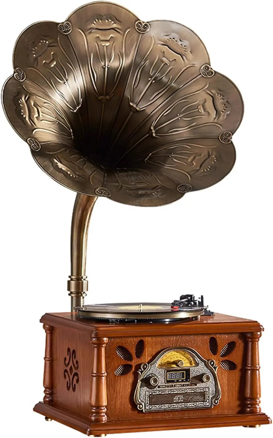 OSMARI Gramófono Retro con bocina Grande, Tocadiscos de Vinilo, Estilo Europeo, para Sala de Estar, Muebles para el hogar, naranja