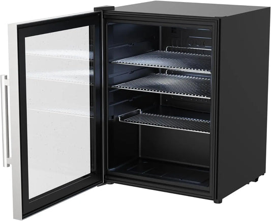 Frigorífico cozze Refrigerador exterior con marco de acero inoxidable (60 litros), refrigerador de bebidas al aire libre para jardín, negro
