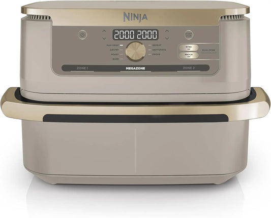 Freidora de aire Ninja Foodi FlexDrawer, Freidora de Aire con Compartimento Doble, 10,4L, gris