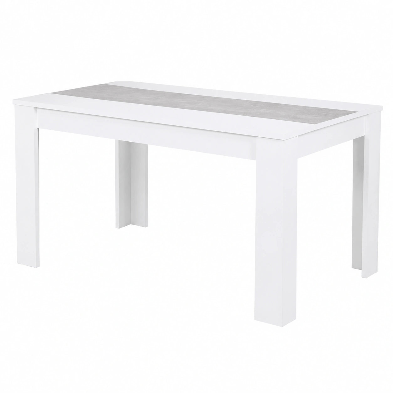 Tavolo da Pranzo Lilia in Legno Bianco con Gambe Angolate, 140x76x80 cm
