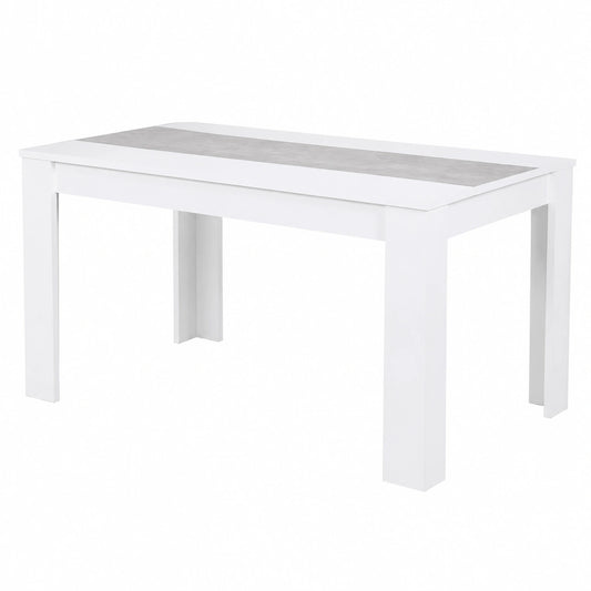 Tavolo da Pranzo Lilia in Legno Bianco con Gambe Angolate, 140x76x80 cm