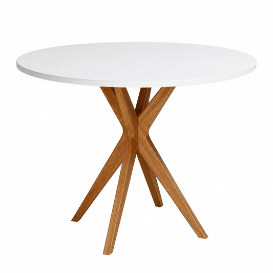 Tavolo Rotondo in Rovere Bianco da 80 cm per Sala da Pranzo