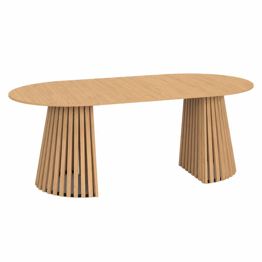 Tavolo da Pranzo Rotondo Estensibile CARMEN per 4-10 Persone con Gambe in Legno, 110-200 cm