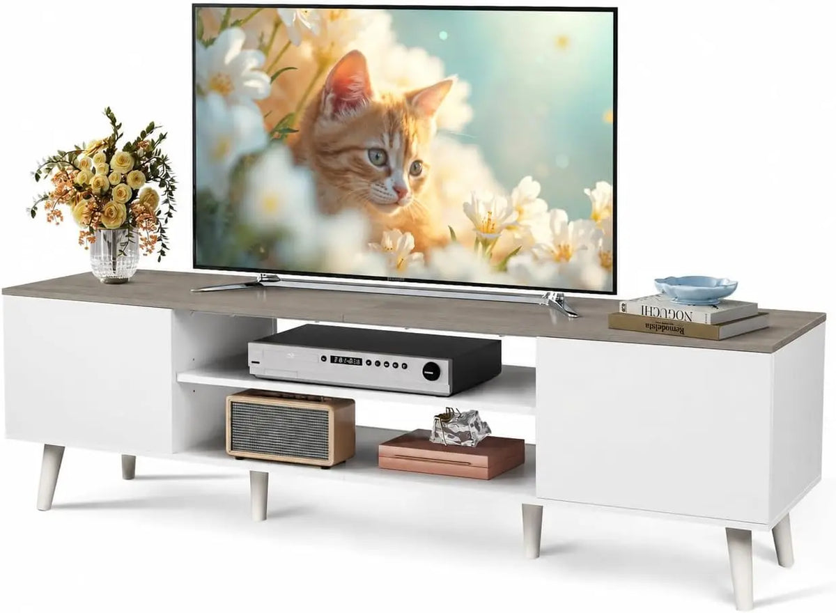 Televisor WLIVE Mueble TV 160 cm para TV hasta 70 Pulgadas, con 2 Puertas Blanco