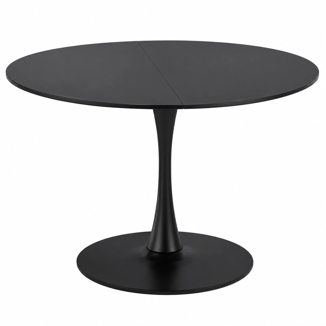 Tavolo da pranzo rotondo 110 cm, nero, per 4-6 persone, moderno con base in metallo, per cucina e soggiorno