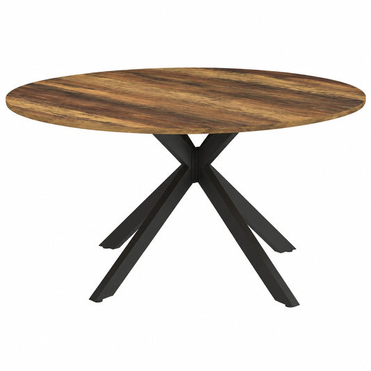 Tavolo da Pranzo Allungabile ALIX per 4-8 Persone con Gamba a Ragno Nera e Piano in Legno Scuro 110-150 cm