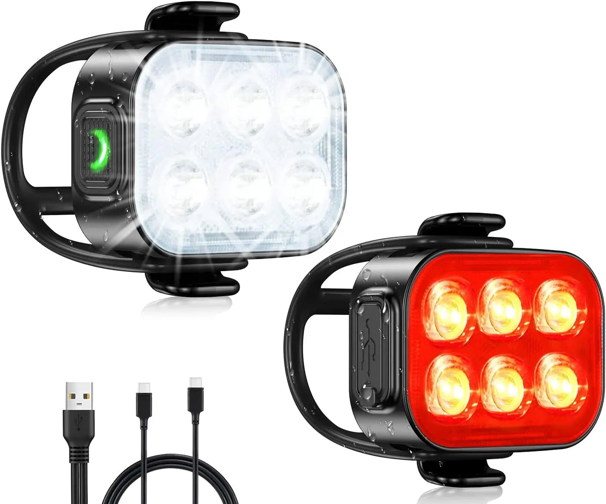Glangeh Luz Bicicleta Ultrafina y Ligera, 4+6 Modos y Resistente IP65, negro