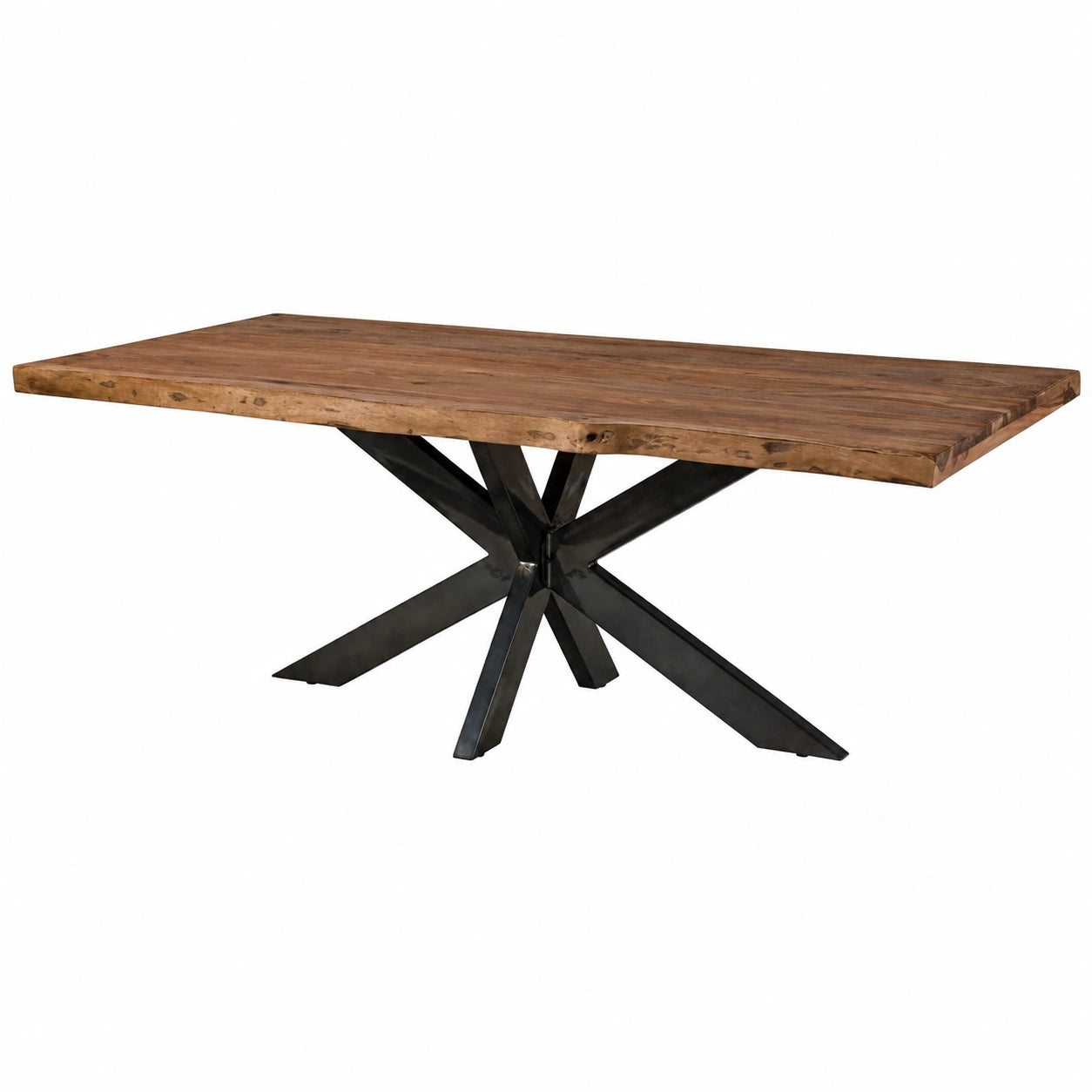 Tavolo da pranzo in legno di sheesham con gambe a X argentate 260x100