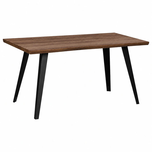 Tavolo da Pranzo Rettangolare in Legno Scuro e Metallo Nero 160x90 cm
