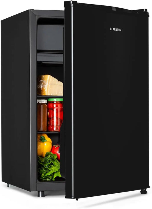 Frigorífico Klarstein Obsidian - nevera, 72 litros de volumen, interior y exterior en negro, 7 niveles de potencia, cajón de verdura, negro