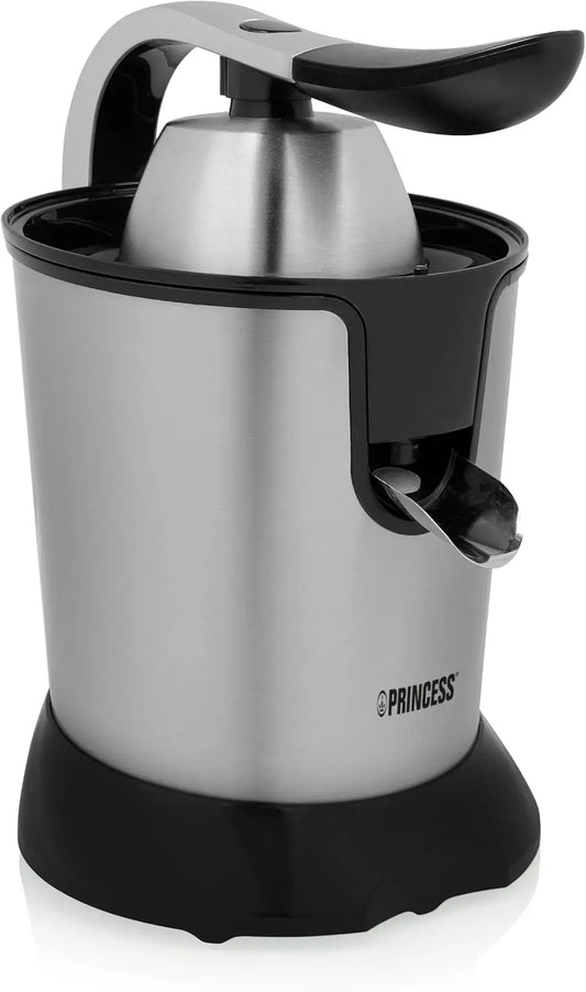Lavavajillas Princess Exprimidor de Cítricos de Acero Inoxidable, 1000W, 2 Conos, Filtro de Pulpa Ajustable, Boquilla Anti-Goteo, plata